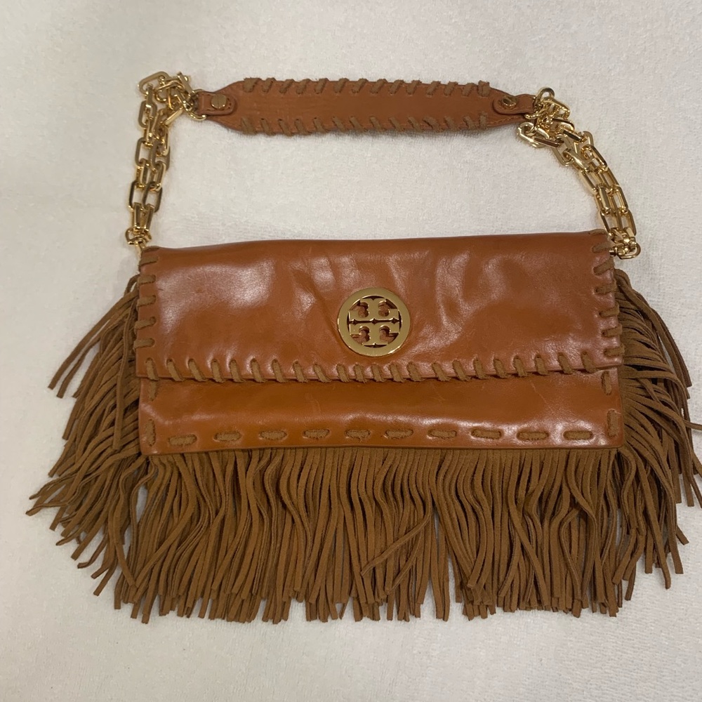 Tory Burch Fringe Leather & Suede Bag